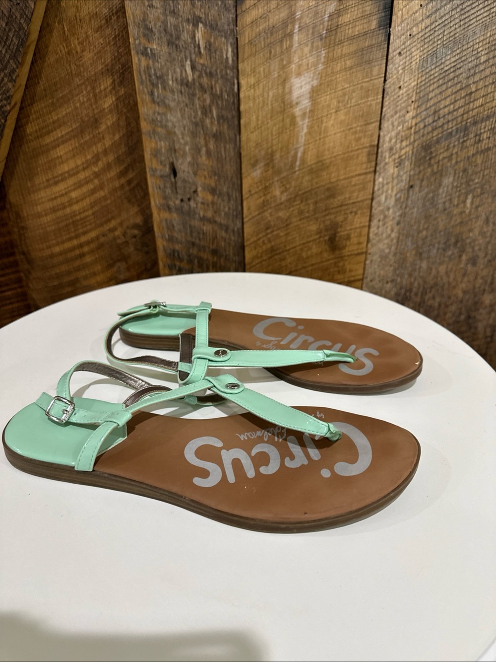 Circus by Sam Edelman Cayden Mint Green T-Strap Flats Sandals Size 9